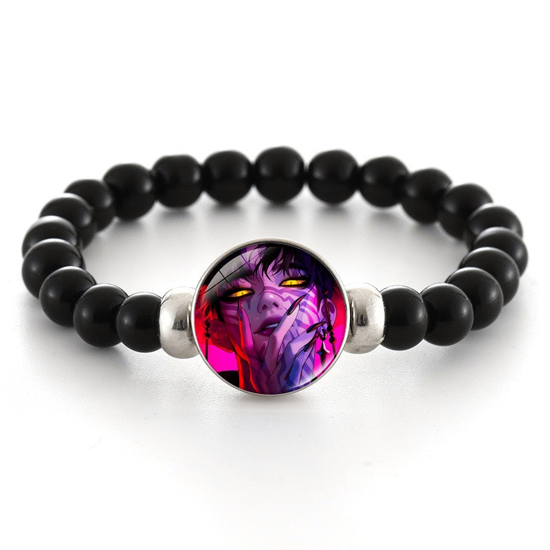 Bracelet Demon Hunters – Perles Noires & Médaillon Œil Doré Édition Collector