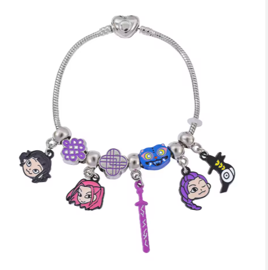 Bracelet Charms Kpop Demon Hunters – Édition Collector Argent & Violet