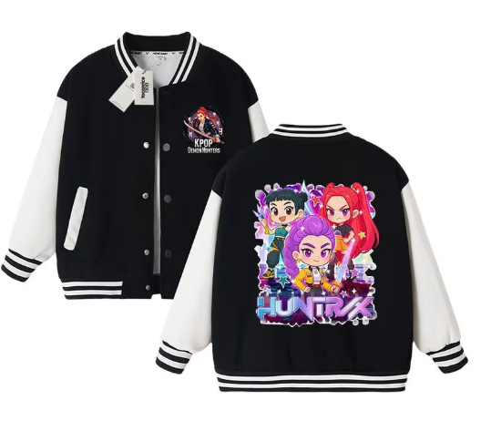 Veste Huntrix Enfant – Kpop Demon Hunters | 3 à 14 ans | Rose, Bleu, Beige ou Noir
